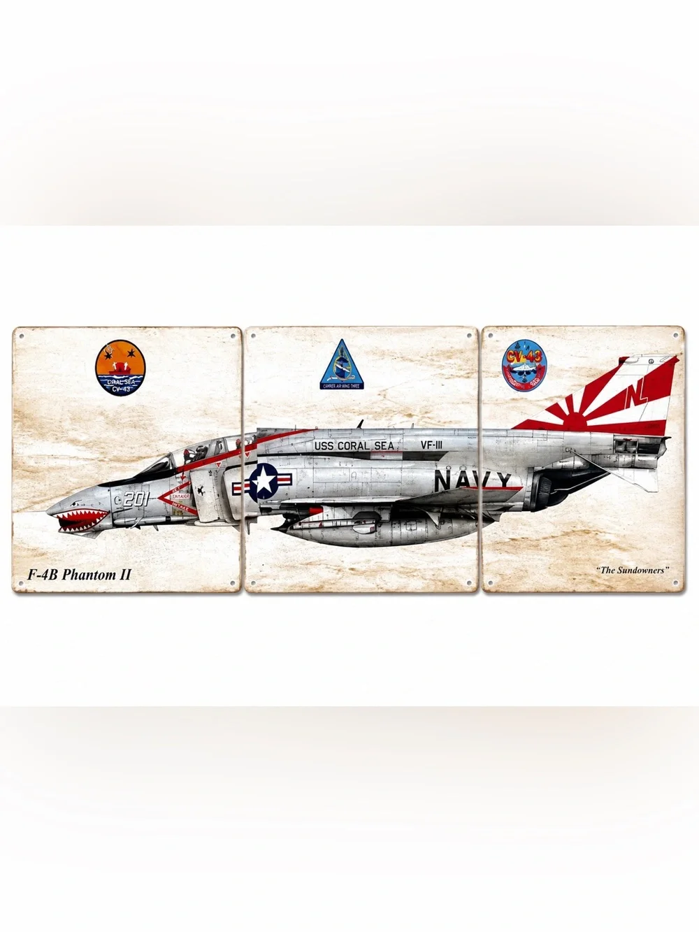 NEW F-B4 Phantom II Coral Sea Sundowners Navy Airplane Steel Metal Sign